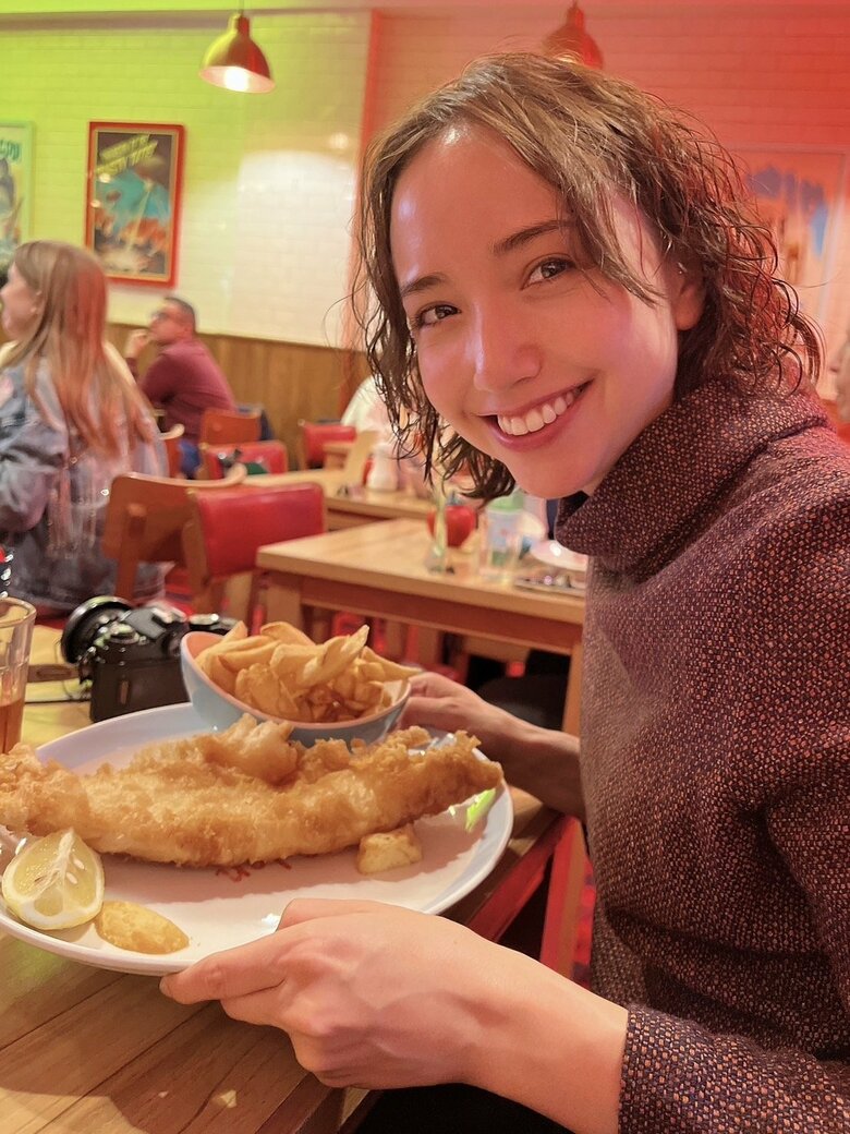 昨年はお父さんが住むイギリスへ娘さんとふたり旅。ロンドンで味わったフィッシュ＆チップスは絶品だったそう