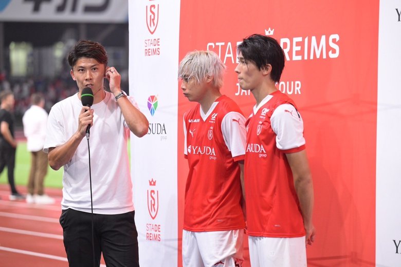 スタッドランス戦の試合後のインタビューもこなす