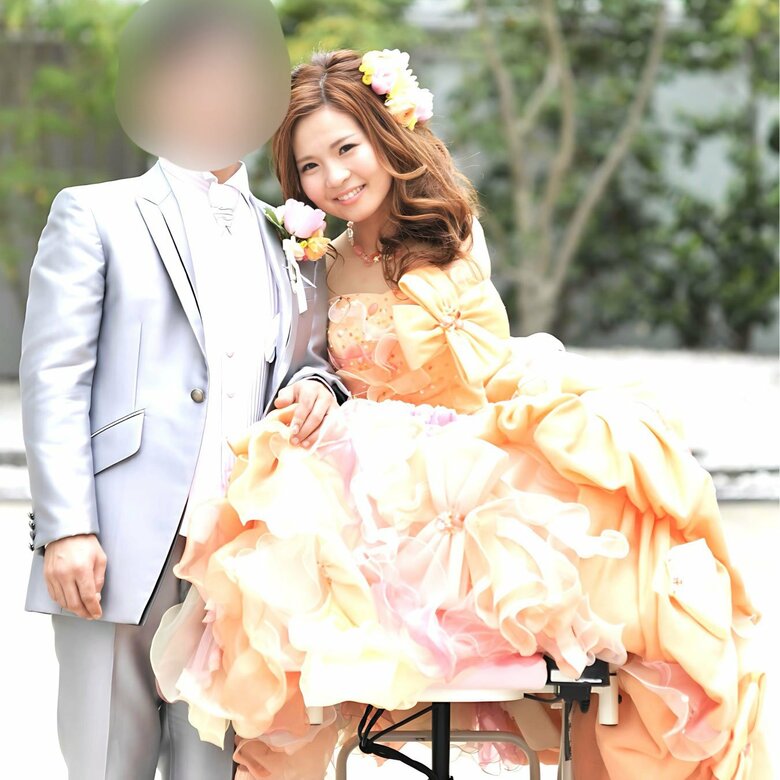 結婚式お色直しの衣装にて