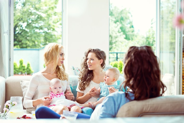 Young mothers with babies