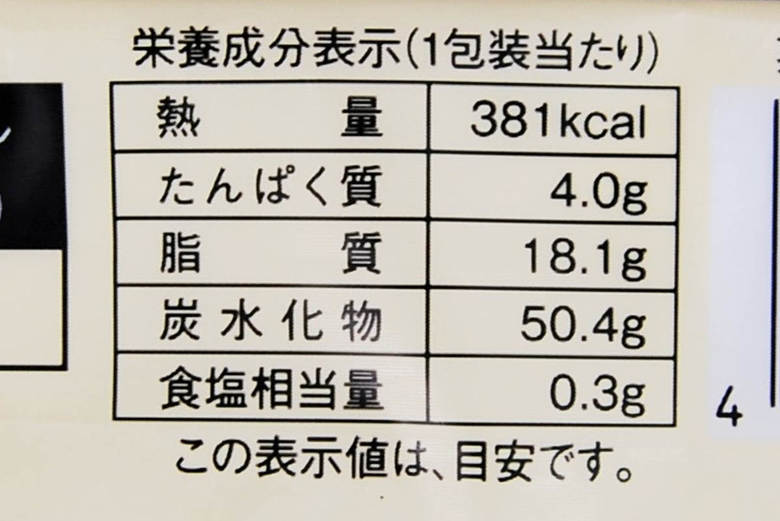ローソンの人気スイーツ「冷やしてもおいしいチョコミントロール 4個入」の成分画像