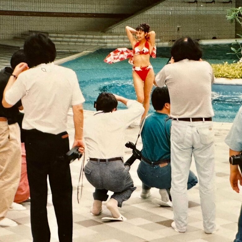 クラリオン時代に水着撮影タイムにて