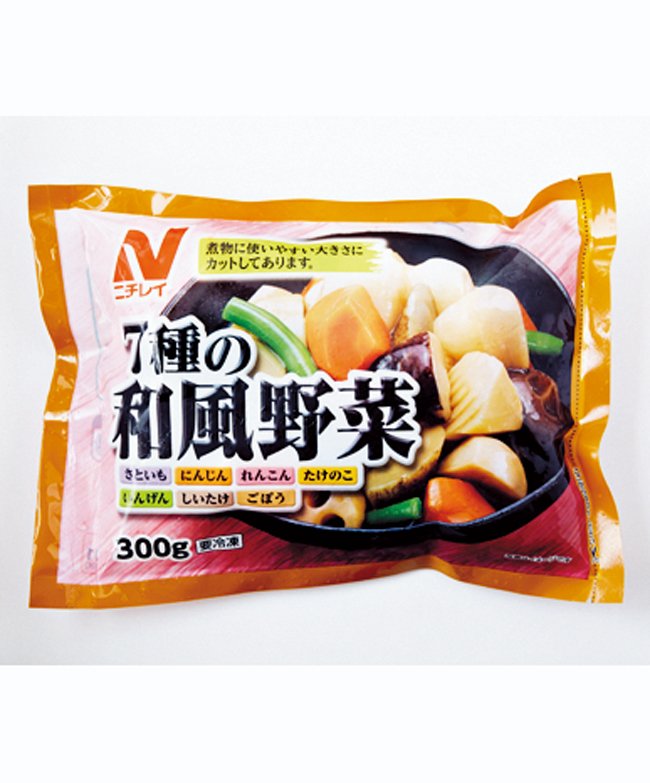 野菜ミックス、だし汁、トマト缶、和風だしの素、しょうゆ、はちみつを加える。
「7種の和風野菜」 ㈱ニチレイフーズ 300ｇ入り
