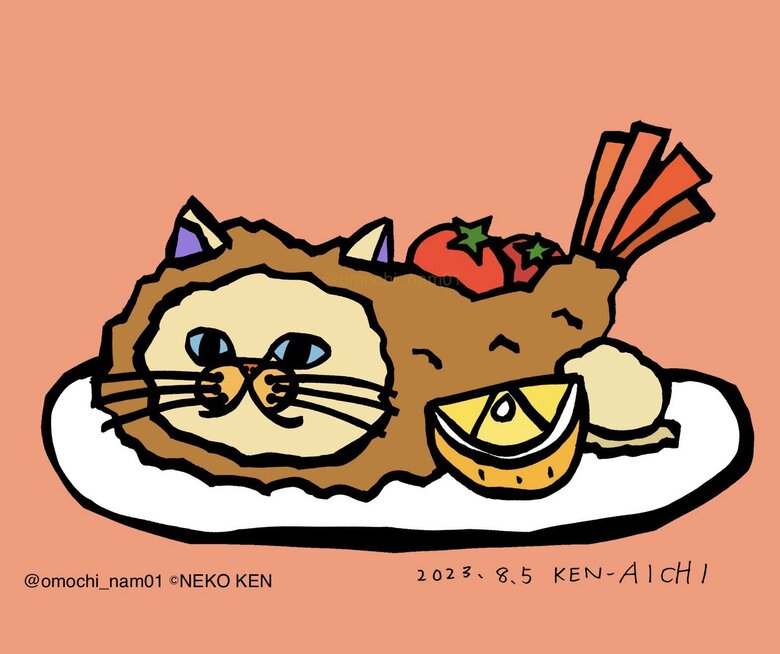 愛知県だよ～！！ エビフリャーねこ！！（なみそさんのXの投稿より）