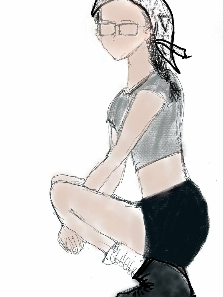 娘さんが寝たあとに描くことが多いというスタイリングのイメージ