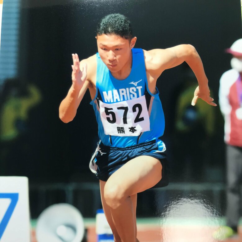 高校時代は陸上部主将として活躍した宮津さん、南九州大会にて