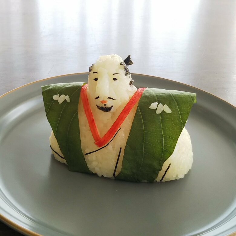 上半身を作った初めてのおにぎり「織田信長」。おにぎり劇場さんも「思い出深い作品」と振り返る。