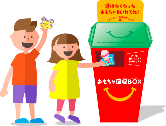マクドナルドのハッピーセットのおもちゃリサイクル回収BOXイラスト