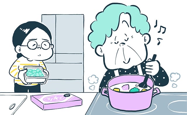 料理する義母