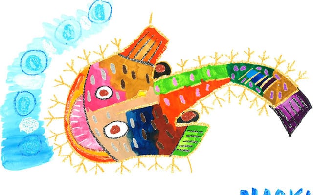 かつて描いた東田さんの魚の絵