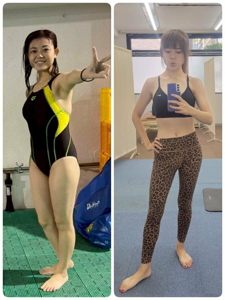 ベストボディコンテストへ向けて体づくりをしたビフォア（左）アフター（右）