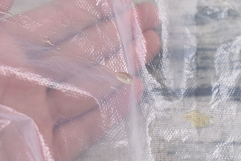 セリアのおすすめ商品「使い捨てロングエプロン」の実物画像3