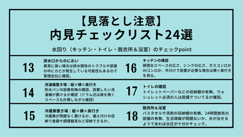「見落とし注意！内見時チェックリスト24選」水回り編（3/4）