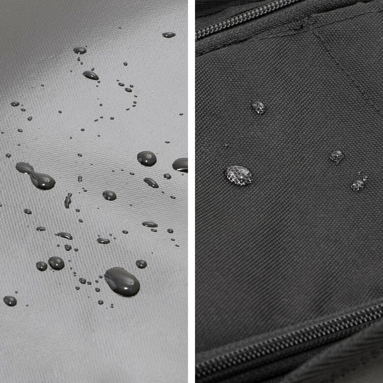 急な雨でも対応できるよう水や汚れに強い生地を使用。背中はメッシュ素材にして夏場に汗をかいても快適に