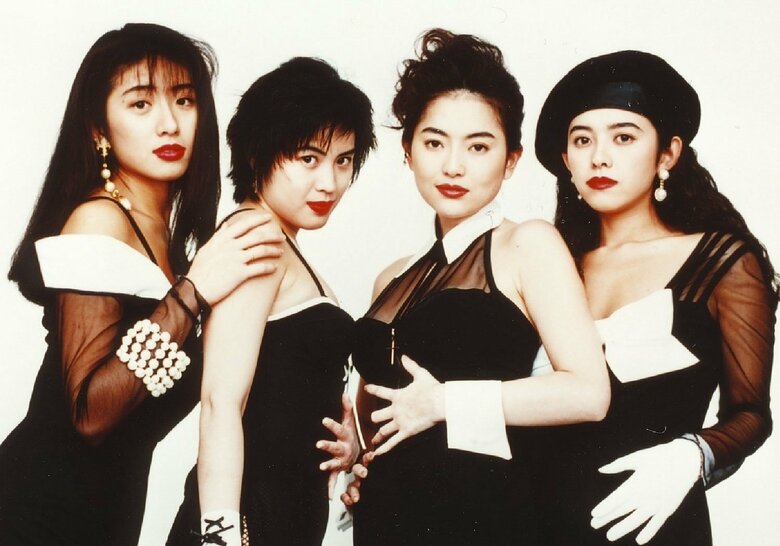 初代C.C.ガールズとして活躍　（左から）藤森夕子、藤原理恵、青田典子、原田徳子