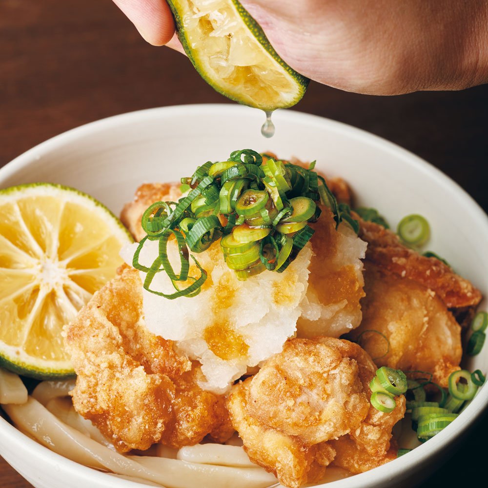 おうちで丸亀製麺の鶏唐かぼすぶっかけうどん