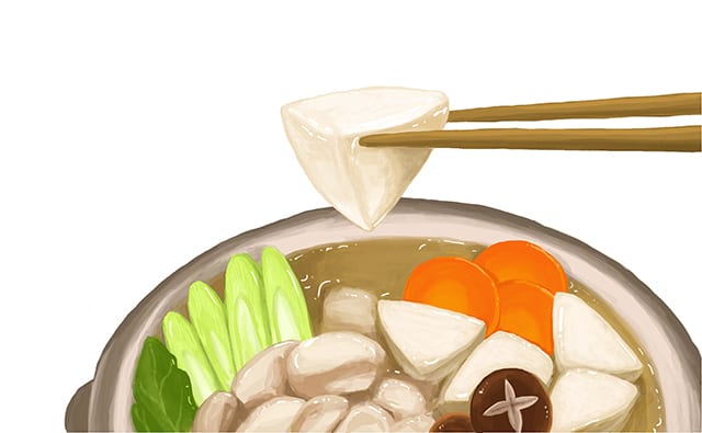 三角に切った鍋用の豆腐