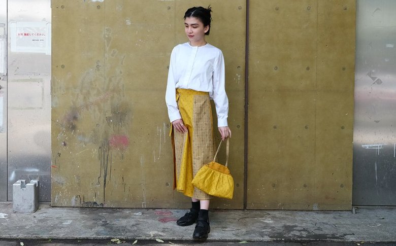 着物地で作った巻きスカート