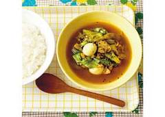 ツナとうずらの卵とレタスのスープカレーのレシピ