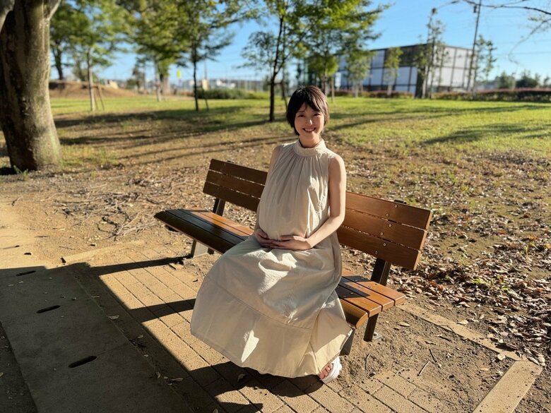 妊娠後期。ようやく公園をお散歩できるように