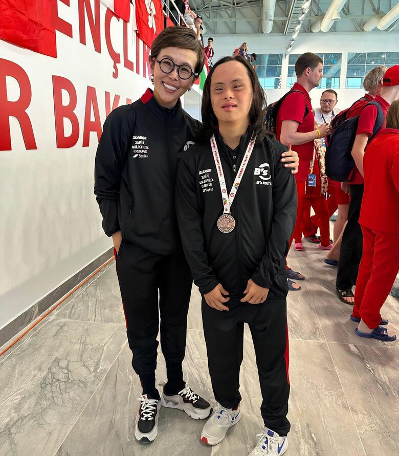 背泳ぎ50メートルで40.80を記録し「世界ダウン症の日」に世界大会で初のメダルを獲得（本人のInstagramより）