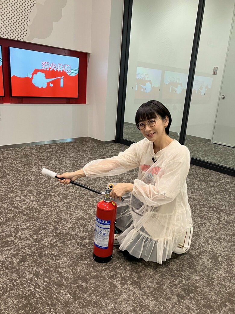 ロケ先の防災センターで