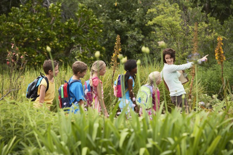 Teacher With Children On Field Trip