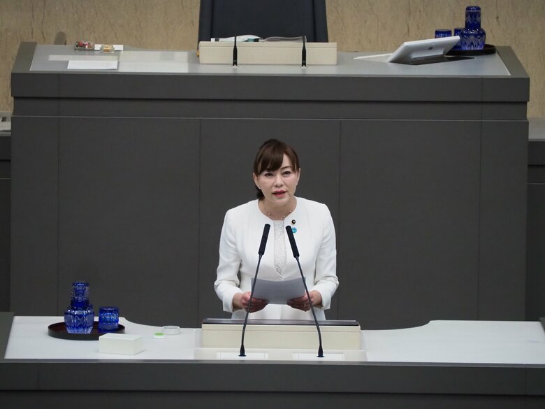 都議会で発言する入江さん