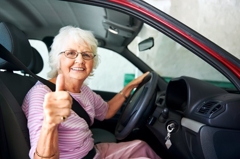 confident driving grandma