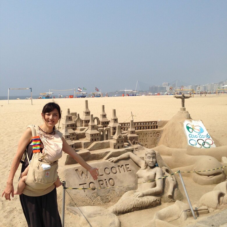 リオ五輪のサンドアート（コパカバーナ海岸にて）