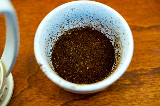 豆を挽いたところ