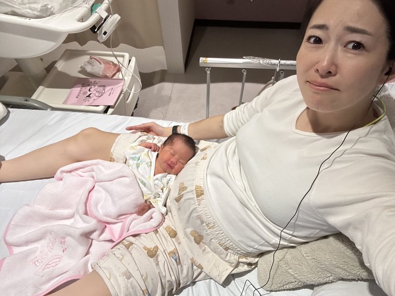 2023年12月、次女の帝王切開手術後、4日経った頃の1枚。気持ちがジェットコースターのように乱高下していたそう