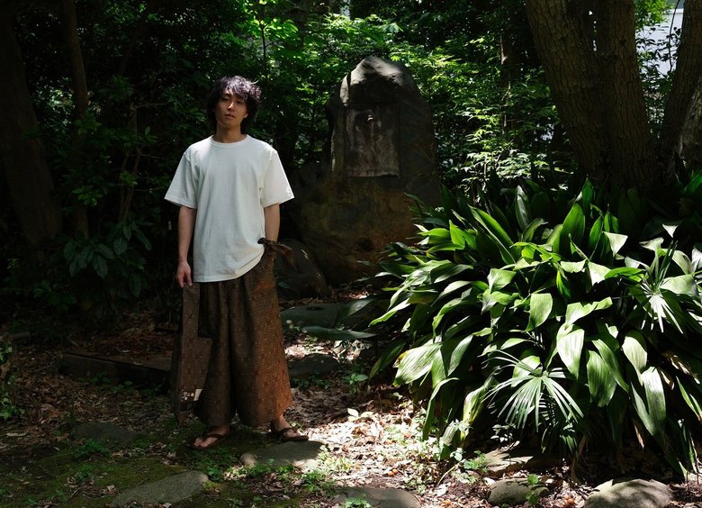 着物地で作ったワイドパンツ