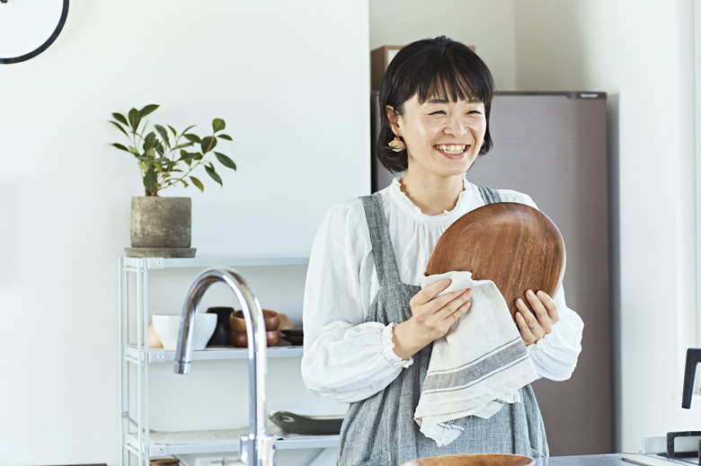 ▲朝食は火を使わないパンなどをワンプレートにと決めている。