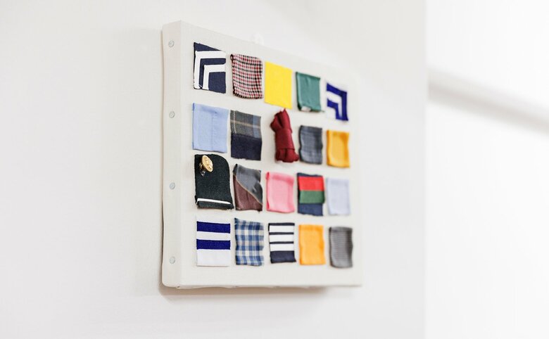 スタッフが端切れで作成したぬくもりのあるオブジェ