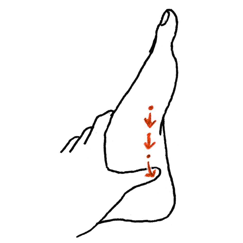 腰椎と仙骨のもみ