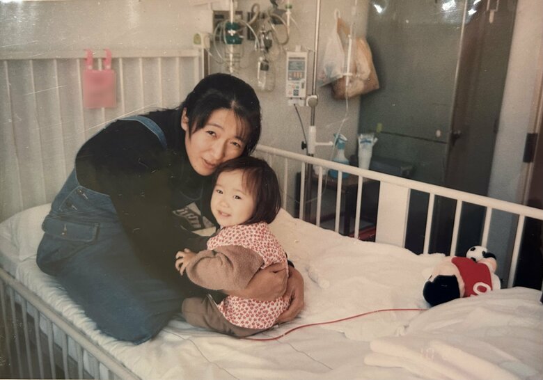 1歳2か月の愛迷さんとお母さん。入院したばかりのころ