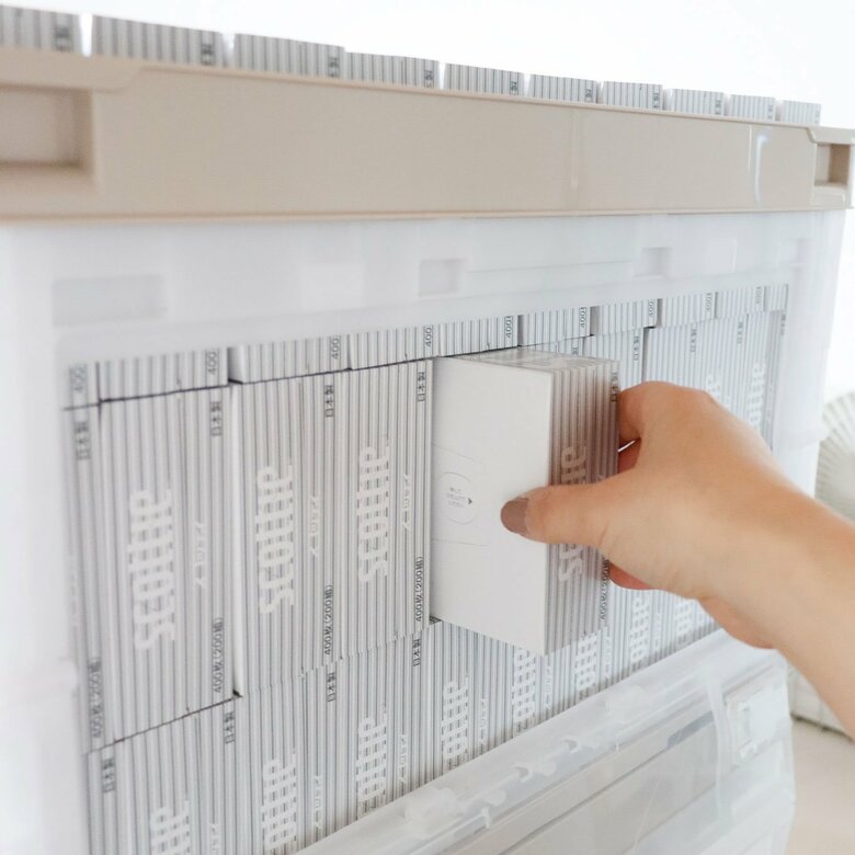 同じものをまとめておくことで、在庫の減りが一目瞭然に