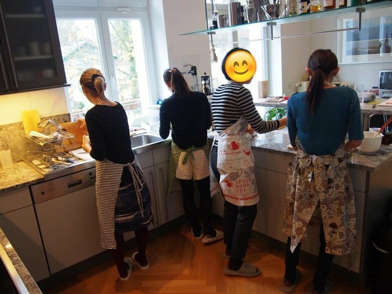 ドイツで料理教室を開催していたときの写真