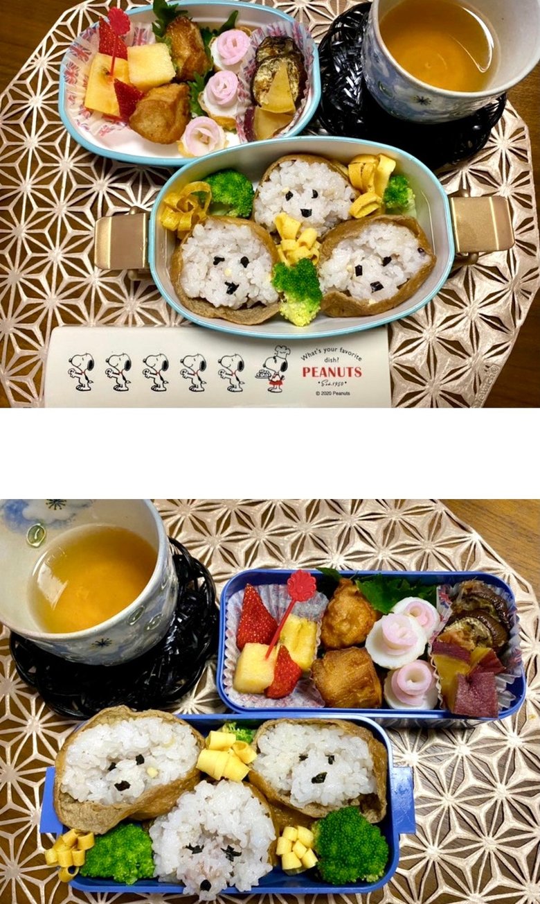 娘の友達の分も作った「犬のお稲荷さん弁当」