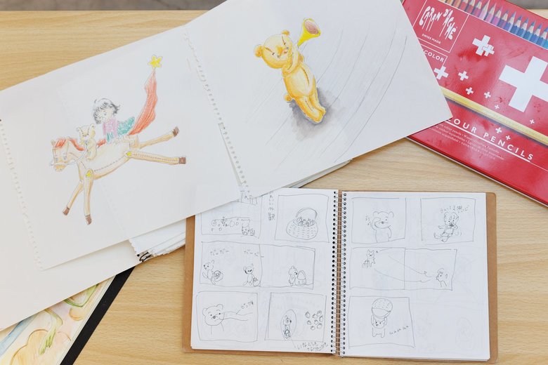 とってもかわいらしい絵本『ムム』の原画とラフ