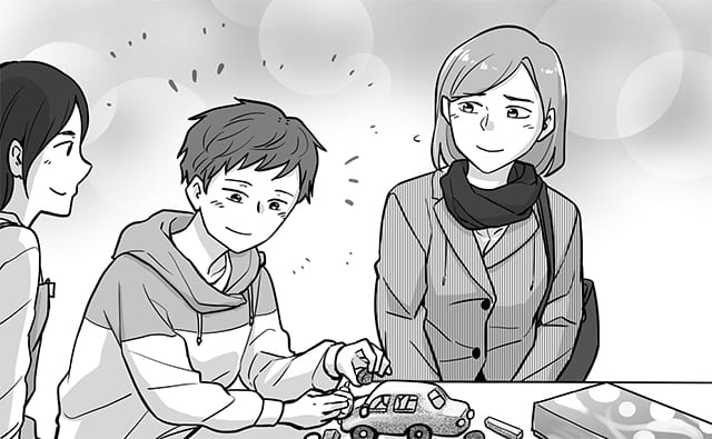 子どもに寄り添う母親のイメージイラスト