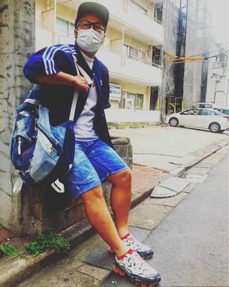 転写プリントの短パンを履きこなして