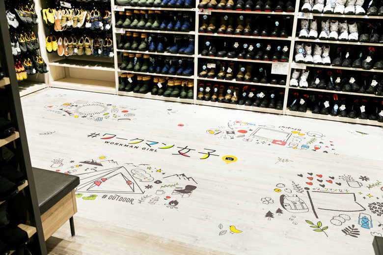 ワークマン女子のフォトスポット 足元のイラスト