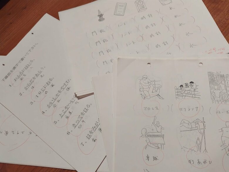 手術後は言語障害が見られ、文字を書くことや文字を理解するためのリハビリが行われた