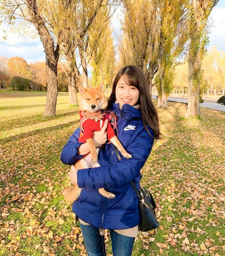 秋の北海道でのママさんと福ちゃん