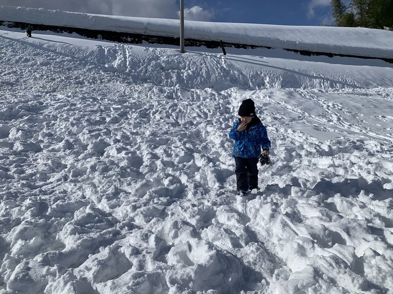 冬は近くのスキー場に家族で出かけ、そり滑りや雪遊びをしているとか