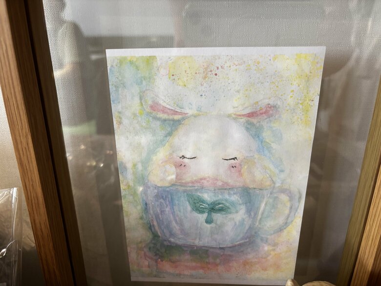 お客様が描いてくれたというお店のキャラクター「ゆあのんちゃん」