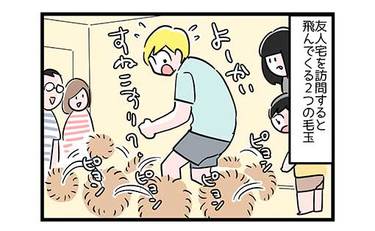 犬の激しいお出迎え！きょうだいの対応力に差が