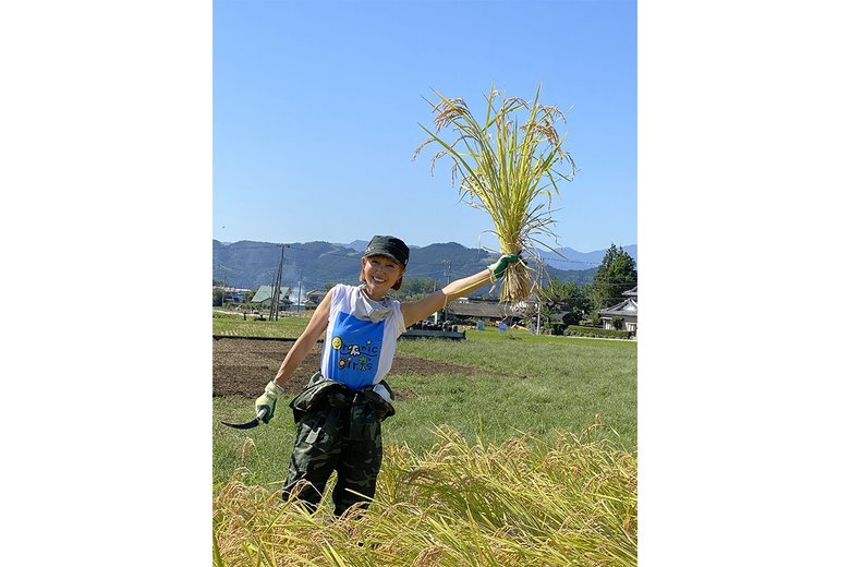 元気に稲刈り中！